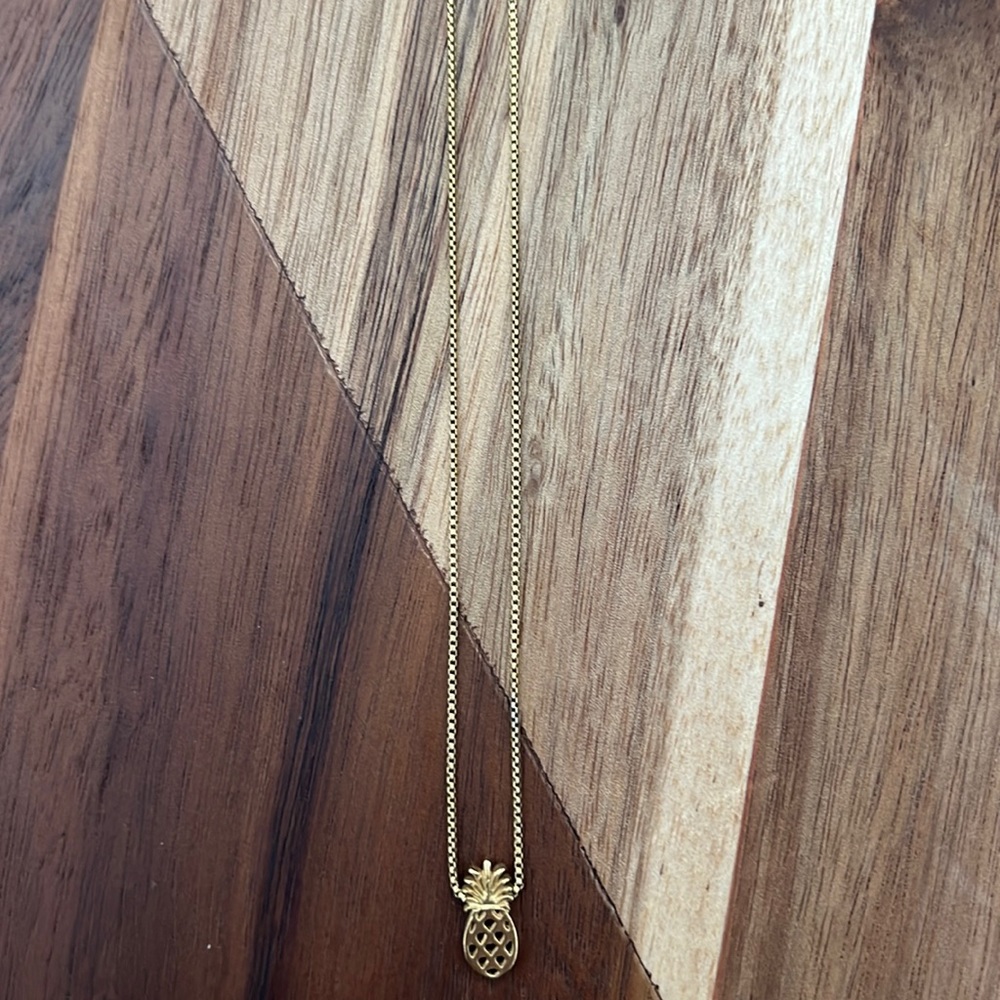 Alex and Ani pineapple charm necklace, gold plated over .925 sterling silver.